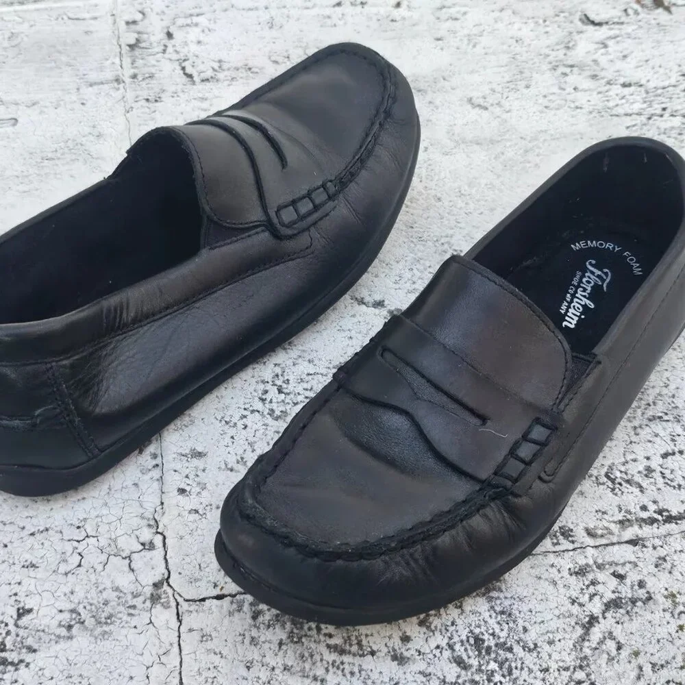 Florshiem Kids Shoes Black Leather Upper Slip On Loafer Size 6M